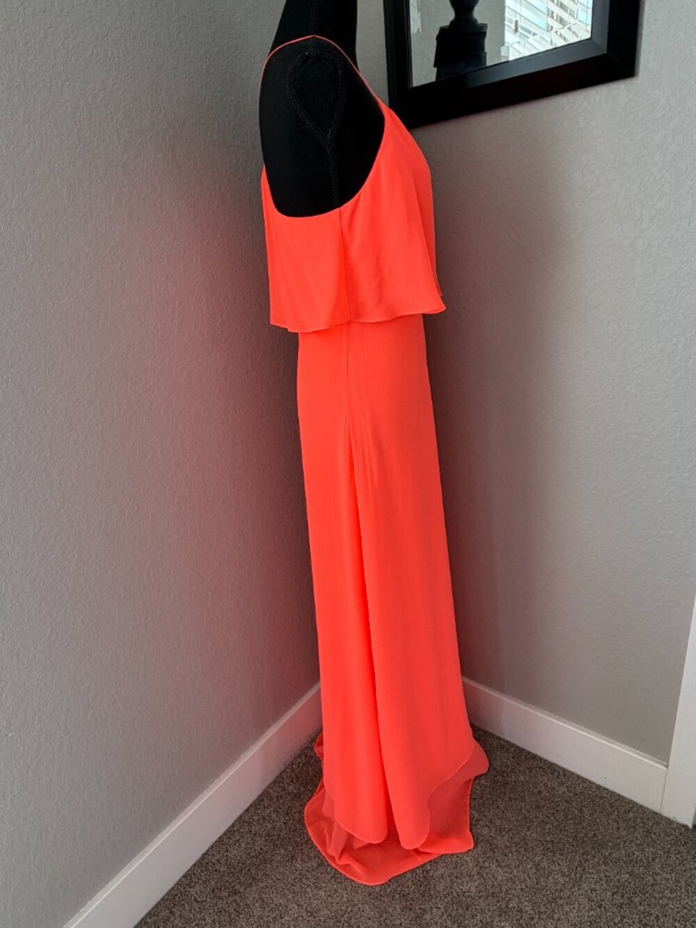 GIANNI BINI Neon Orange Strappy Long Maxi Dress Small - Picture 6 of 10